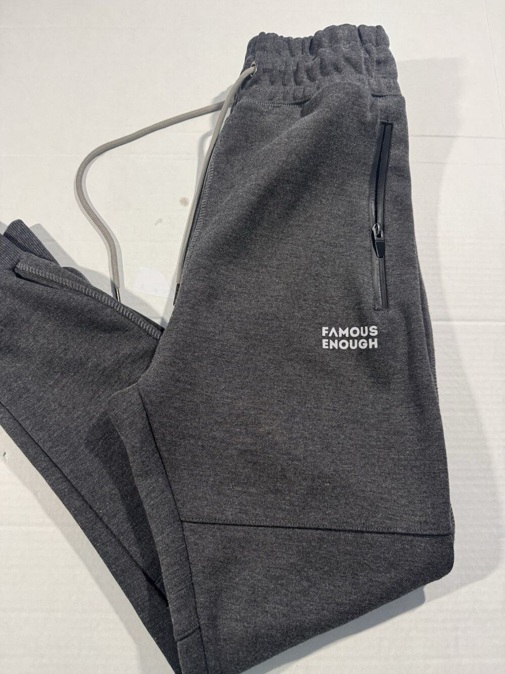 Art of Homage Men's Gray Jogger Pants S Drawstring Zip Pocket Tapered Leg